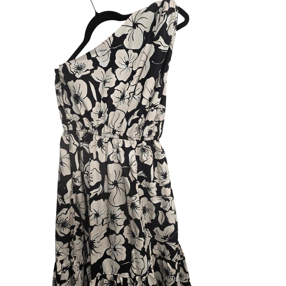 English Factory One Shoulder Maxi Dress XS Black White Floral Tiered Wedding - Picture 4 of 10